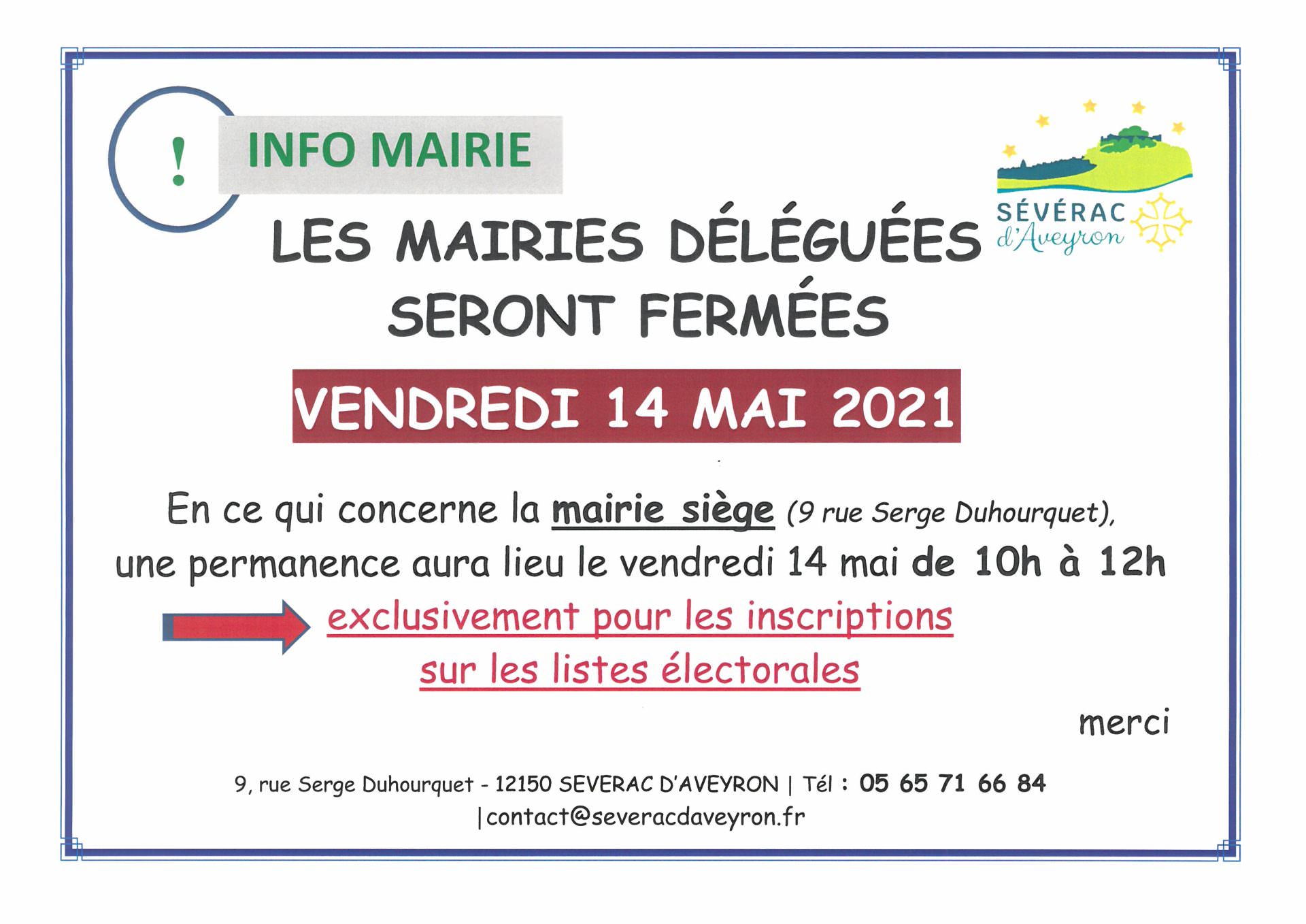 Lire la suite à propos de l’article FERMETURE MAIRIE DELEGUEES