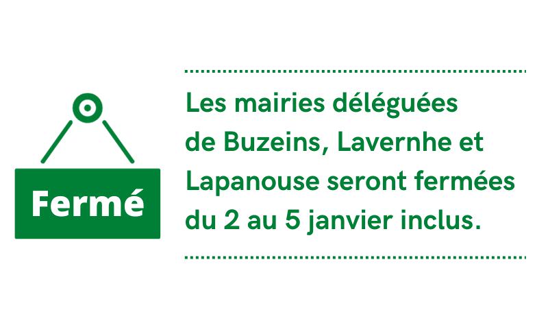Lire la suite à propos de l’article Fermeture exceptionnelle des mairies déléguées pour les fêtes