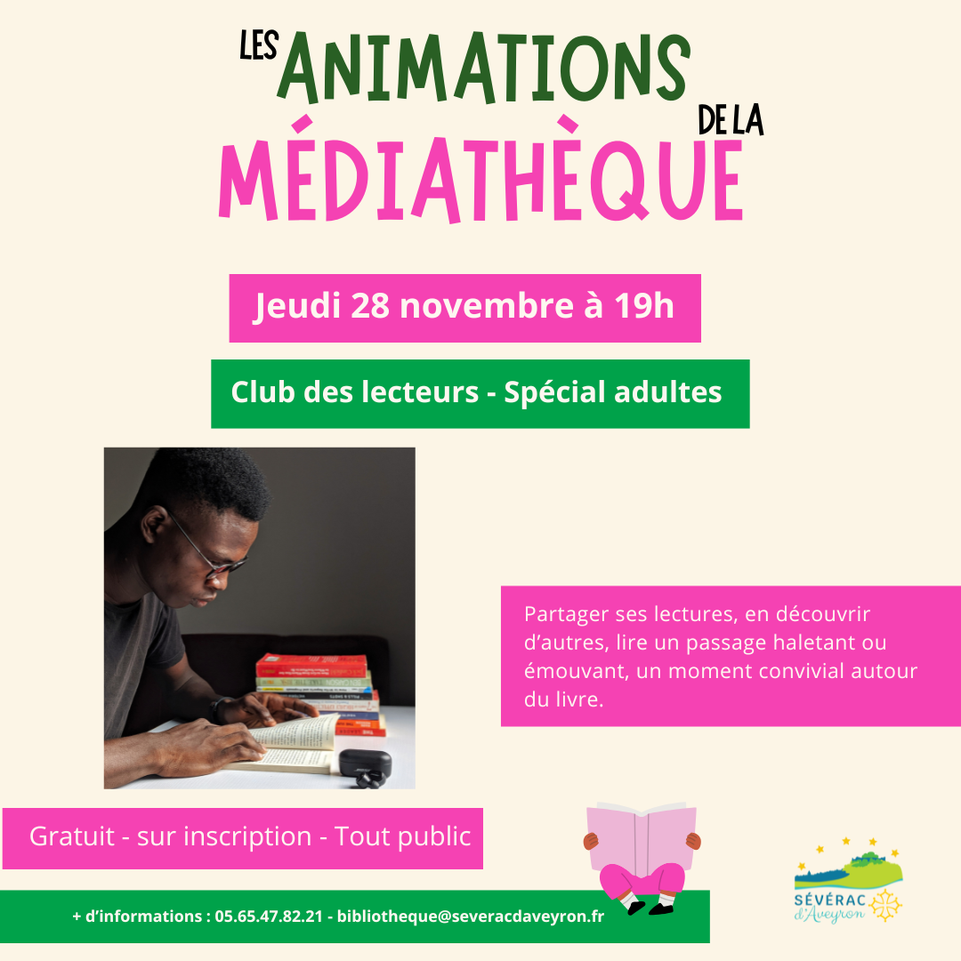 Lire la suite à propos de l’article // JEUDI 28 NOVEMBRE – 19H – CLUB LECTEURS ADULTES //