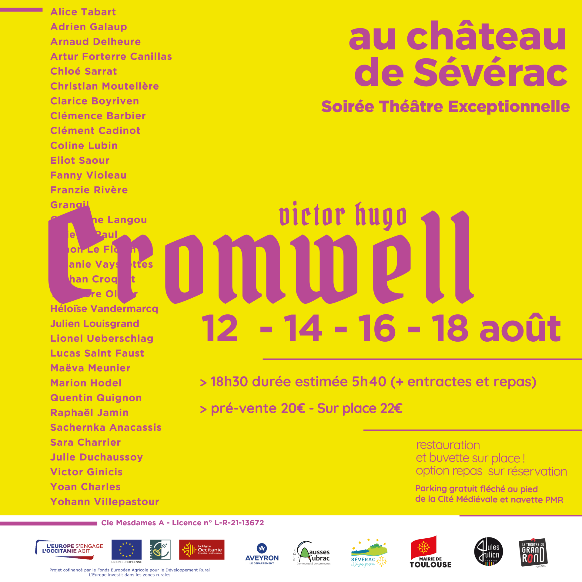 Lire la suite à propos de l’article // REPAS-SPECTACLE : CROMWELL – LES 12, 14, 16 ET 18 AOÛT //
