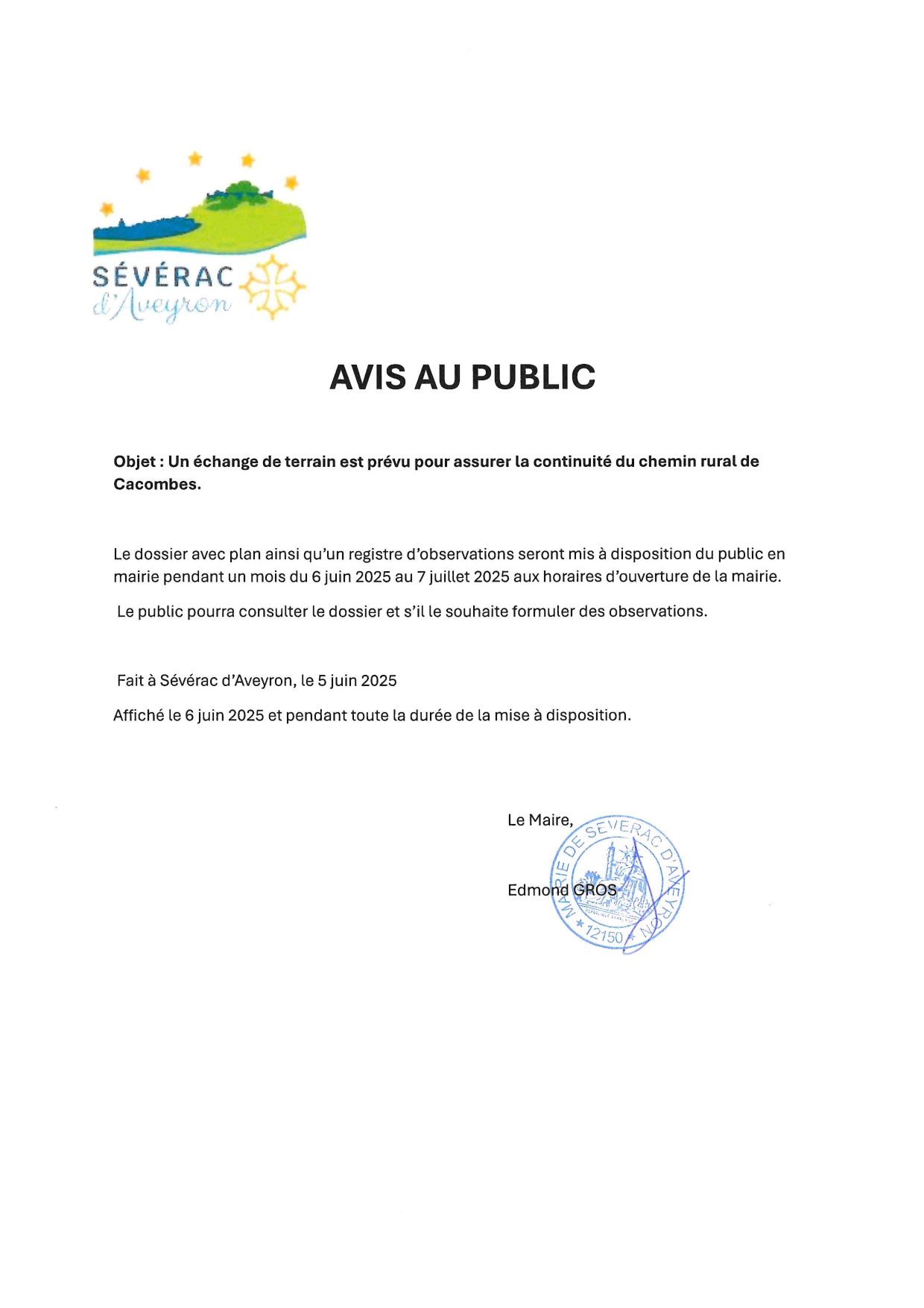 Lire la suite à propos de l’article // AVIS AU PUBLIC – CHEMIN DE CACOMBES (LAVERNHE) //